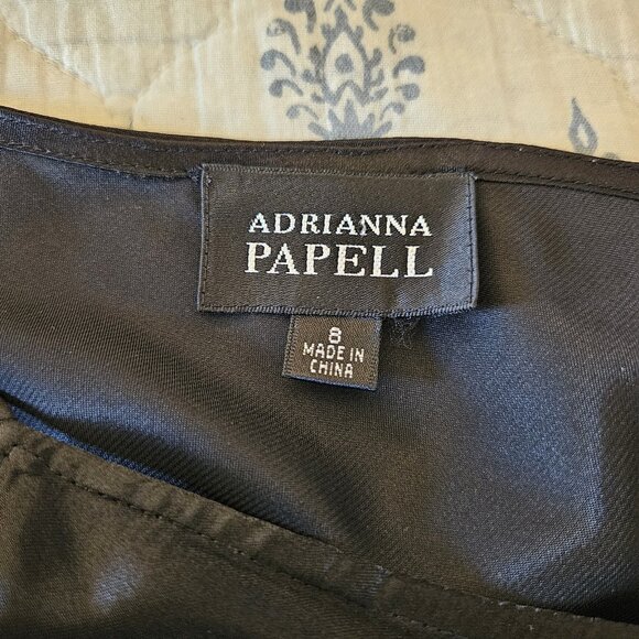 Adrianna Papell Black Sheer Overlay Cocktail Party Dress Women’s Size 8 - Picture 4 of 15